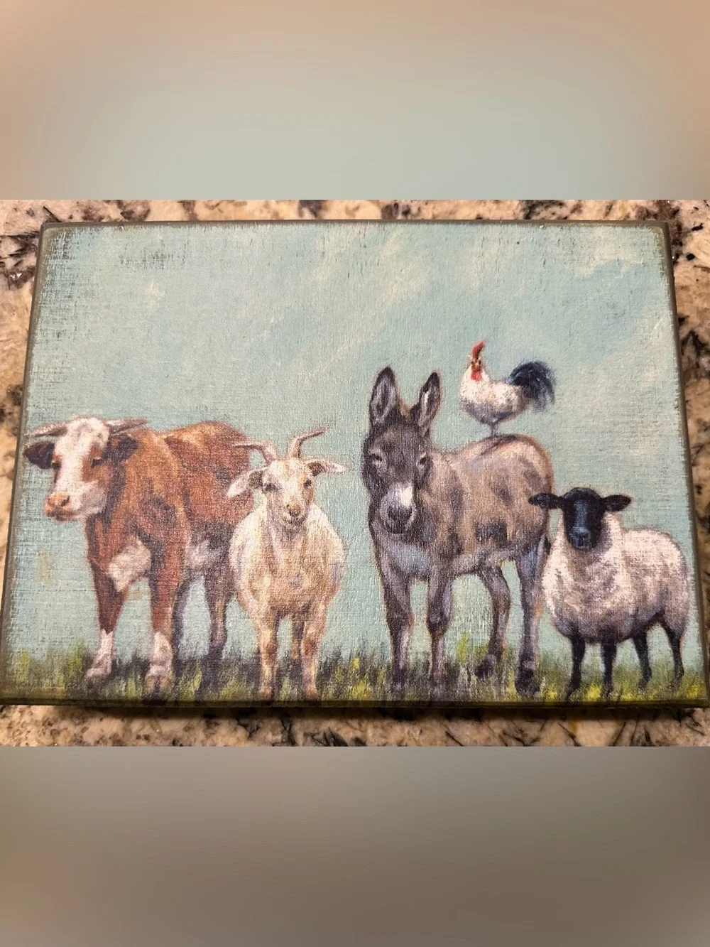 Primitives by Kathy Rustic Farm Animals Wall Block - Blue, Brown, White